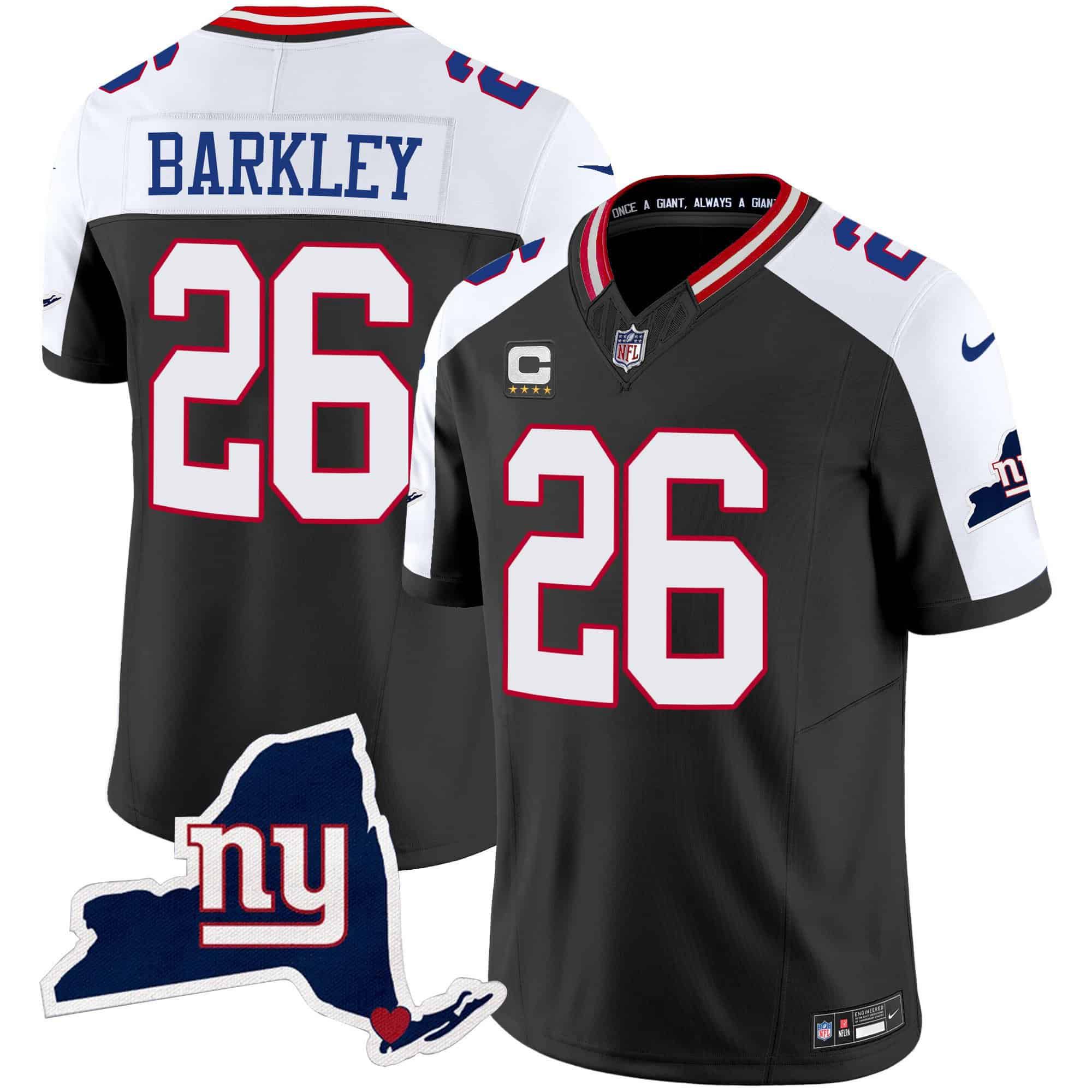 Men New York Giants #26 Barkley Black 2024 Nike Map Patch Limited NFL Jersey
